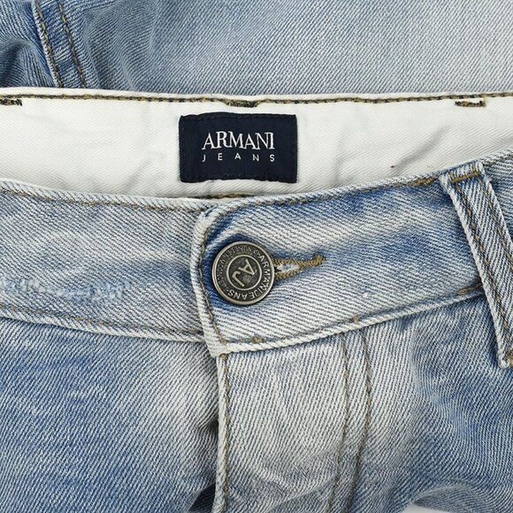 ARMANI JEANS Mens Blue Denim Capsule Distressed Denim Bermuda Shorts 28 NWT - Picture 3 of 3